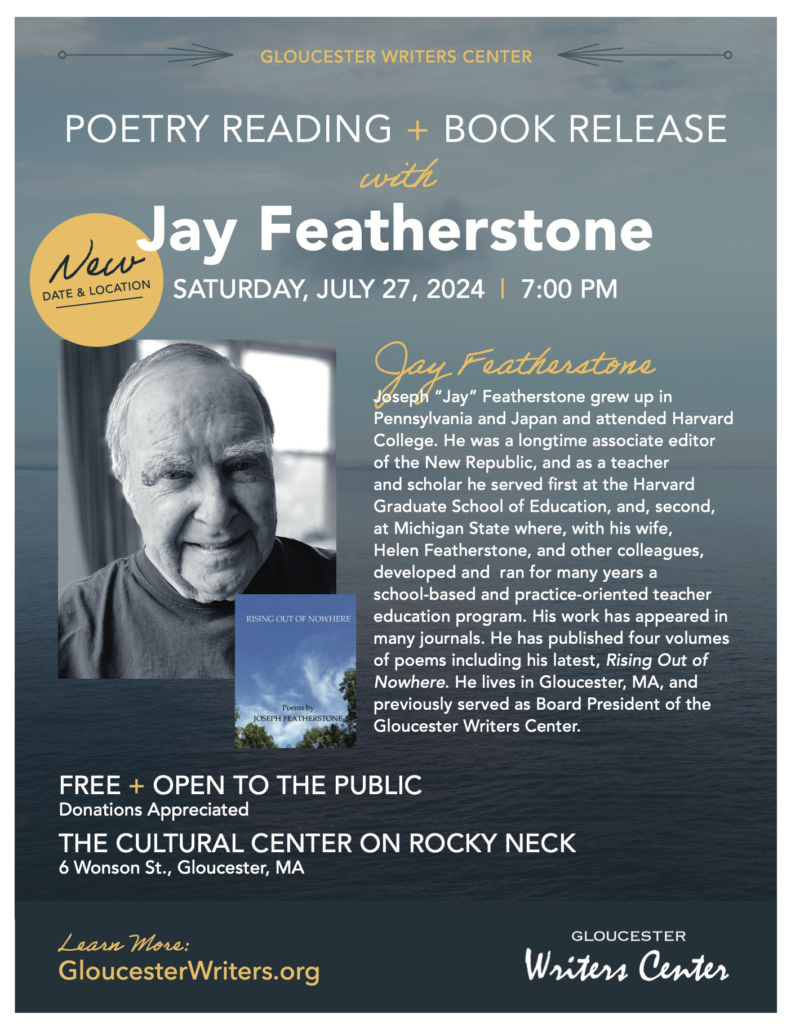 Flyer advertising Jay's poetry reading and book release.